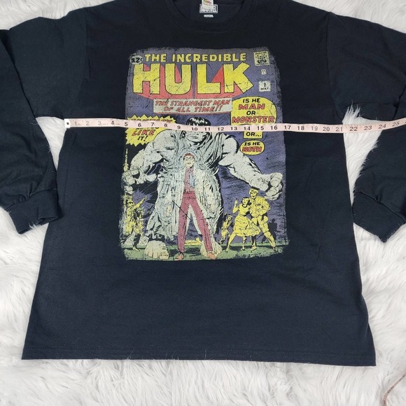 Incredible Hulk Large Black Vintage Comic Long Sleeve Tee - Picture 5 of 9